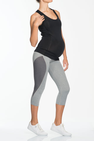 ANNA Black dressy maternity leggings with faux leather inseam